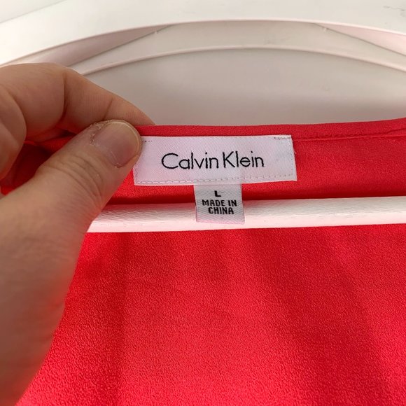 Calvin Klein Short-Sleeve Contrast Sheer Stripe Blouse - Picture 3 of 6